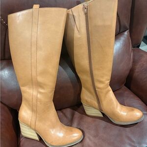 Tan Leather Knee-High Boots by Korks brand new